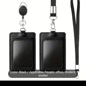 Black ID Card Holder with Lanyard